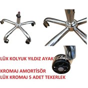 Resim Kromaj Yönetici Ofis Çalışma Koltuğu Için Kromaj Yıldız Ayak Teke 