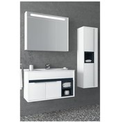 Resim NAPOLİ 85 CM BEYAZ LAVABOLU BANYO DOLABI - BEYAZ/ANTRASİT(BOY DOLAP HARİÇ ) 