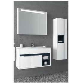 Resim NAPOLİ 85 CM BEYAZ LAVABOLU BANYO DOLABI - BEYAZ/ANTRASİT(BOY DOLAP HARİÇ ) 