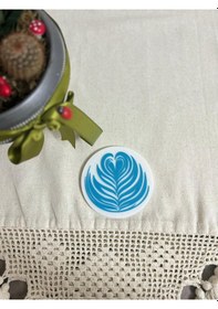 Resim Latte Desenli Bardak Altlığı Mavi 