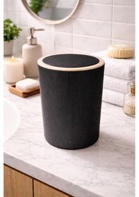 Resim 7 Litre Modern Tarz Çöp Kovası Dayanıklı Plastik Malzeme Siyah 