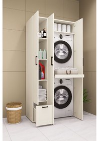 Resim Mdf Çamarış Makinesi Ve Kurutma Makinesi Dolabı Çekmeceli Kapaklı Aytaşı Krem 