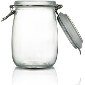 Resim 3'lü Korken Kavanoz 1000 Ml Vakumlu Kilitli Cam Saklama Kavanozu Şeffaf 