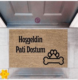 Resim Kapı Önü Paspası Dekoratif Dijital Baskı Hoşgeldin Pati Dostum P-2422 