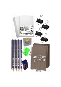 Resim 50x70 Resim Çantası Seti 1 Paket Karakalem 50x70 Proje Çantası Duralit Resim Kağıdı Dereceli Resim Kağıdı Hamur Silgi 