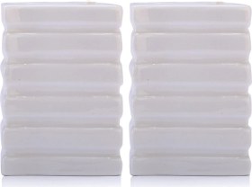 Resim 2 Adet Seramik Diş Fırçalık Kare Çizgili Model 8x6x11cm Banyo Seti Çok Renkli 