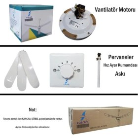Resim Vanti Global K2 KCF272 3 Kanatlı 56" Sac Tavan Vantilatörü Beyaz 