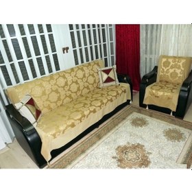 Resim Milenyum Saraylı Lüx Kolsuz Koltuk Örtüsü Takımı (3+3+1+1)-Altın 