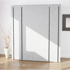 Resim Teknor Metal Profil Çift Raf Çift Askılık Lüks Bez Dolap - Gri 