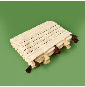 Resim Püsküllü Ayak Havlusu - Bej - 50X70 Cm 