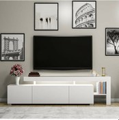 Resim Bmdekor Tv Sehpası Buğra Beyaz Led Işıklı 