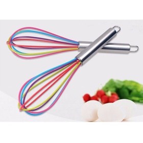 Resim Silikon Çırpıcı Metal Saplı Renkli Çırpma Teli Siyah 