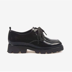 Resim Kemal Tanca Hakiki Deri Kadın Bağcıklı Günlük Ayakkabı 108601 Siyah Kir. Rugan 