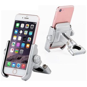 Resim Motosiklet Gidon Alüminyum Alaşımlı Telefon Braketi, 4-6 İnç Cihaz İçin Uygun Gümüş Silver 