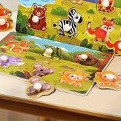 Resim 3D Puzzle Ahşap Eğitici Oyuncak - Beyaz Çivilerle Renkli Hayvan Şekilleri, Erken Öğrenme ve Motor Becerileri Geliştirme İçin İdeal, Erken Öğrenme Oyuncak | Canlı Hayvan İllüstrasyonları | Ahşap İnşaat, Hayvan Bulmacası 
