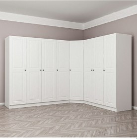 Resim Minar Kale190 8 Kapaklı 4ç Köşe Dolap Beyaz Mebran 190cm Beyaz 