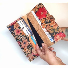 Resim Vegan Mantar Derisinden Telefon Bölmeli Çiçek Desenli Kadın Clutch Cüzdan Kahverengi - Çok Renkli 