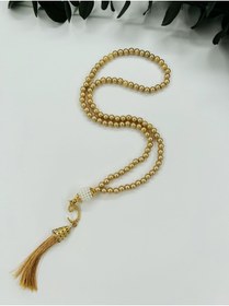 Resim lenagiftworkshop 10 Adet Hediyelik Vavlı Püsküllü Sarı Plastik Inci 99'lu Namaz Tesbihi ( Mevlit-sünnet-hac-umre) 