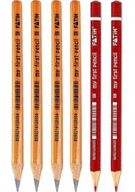 Resim Jumbo Kurşun Kalem Ve Kumbo Kırmızı Kalem 6 Lı 1 Paket Fatih Jumbo Kalın Kırmızı Başlık Kalemi Üçgen İlk Kalemim 