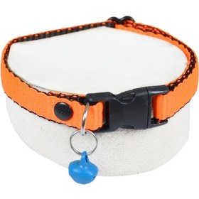 Resim Zilli Kedi Köpek Tasması Neon Turuncu 