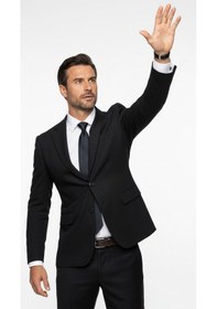 Resim Plus Scorpion Erkek Slim Fit Çift Düğme Çift Yırtmaçlı Blazer Ceket Premium Dokulu Kumaş Siyah 
