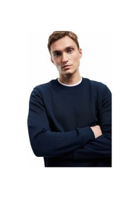 Resim Koton Pamuklu Uzun Kollu Bisiklet Yaka Erkek Basic Sweatshirt Lacivert 6wam70017mk Lacivert 