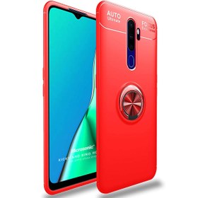 Resim Microsonic Oppo A5 2020 Kılıf Kickstand Ring Holder Kırmızı 