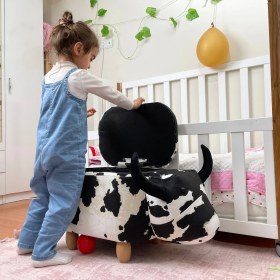 Resim Zooturak İnek Benekli Hayvanlı sandıklı puf çocuk koltuğu 
