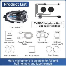 Resim Q29 1080p Kameralı Motosiklet Bluetooth Intercom Kask Kulaklığı-1489 