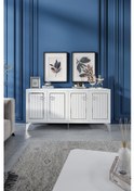 Resim TREND KONSOL MDF MEBRAN KAPAK BEYAZ GÜMÜŞ 