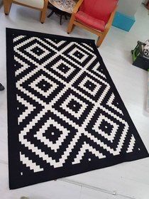 Resim Büyük Prizma Halı Siyah Beyaz Dekhera T1131 - 100X200 / Dot Taban 