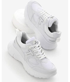 Resim Yüksek Poli Taban Nefes Alabilen Kumaş Bağcıklı Unisex Beyaz Spor Ayakkabı Tbablt05 Beyaz 