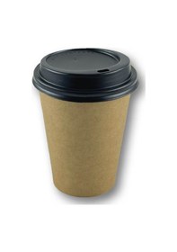 Resim 14 Oz Kahverengi Kraft Kapaklı Baskısız Karton Sıcak Kahve Bardağı 500 Adet 500 