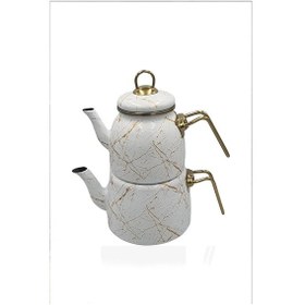 Resim Nishev Eliteclass Kırık Mermer Çaydanlık Takımı Beyaz 