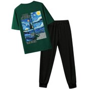 Resim Unisex Vangogh Baskılı Eşofman Takımı Yeşil 
