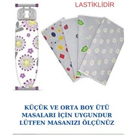 Resim Dekoratif Desenli Dayanıklı Kumaş Ütü Masası Örtüsü Kılıfı Bezi 50 120 Cm Lastiklidir Karışık 