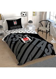 Resim Brf Lisanslı Tek Kişilik Nevresim Takımı Beşiktaş Siyah Logo 