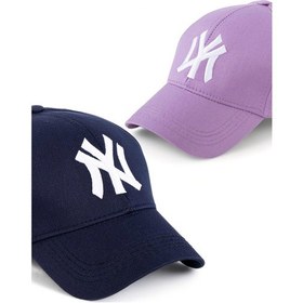 Resim Unisex 2'li Set Ny Lacivert ve Lila Renk New York Beyzbol Şapka - Unisex Lacivert - Lila 
