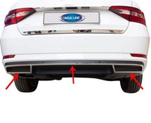 Resim OMSA Skoda Superb B8 3V Krom Egzoz Çerçevesi 3 Parça 2015-2023 Arası 