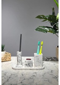 Resim Betonmall Marble Serisi Diş Fırçalık Banyo Seti Gri 