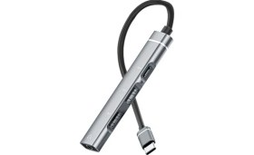 Resim Ally 4in1 Type-C Adaptör Çevirici Hub Gri Renk Yüksek Voltaj ve Kompakt Tasarım ile Uyumlu Cihazlar İçin 