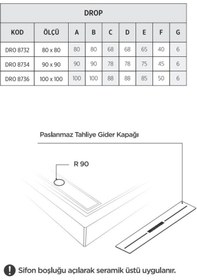 Resim Shower 100x100 Drop Kare Monoblok Duş Teknesi H:8 Cm 