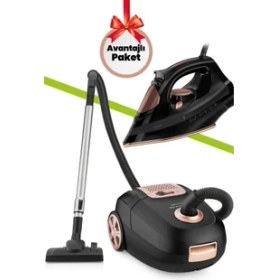 Resim GoldMaster Avantajlı Ikili Set Paketi Toz Torbalı Elektrikli Süpürge Seramik Tabanlı Buharlı Ütü 