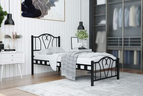 Resim Argimo Orkide Tek Kişilik Ferforje Metal Karyola - 90x200 / Siyah 