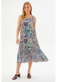 Resim Fashion Friends 25y0458k1 Kadın Desenli Elbise Ekru 