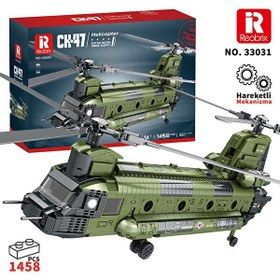 Resim Reobrix 33031 Amerikan Helikopter CH-47 CH-47 Transport Helicopter Chinook Yaratıcı Yapı Blok Seti Building Blocks - 1451 Parça 