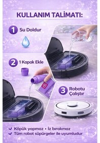Resim Robot Supurge Deterjani Seti 3 X 1 Litre Lavanta Beyaz Sabun Pudra 3'lü Set 