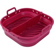 Resim Hava Fritöz Silikon Plaka Kare Yeniden Kullanılabilir Hava Fritöz Pişirme Aksesuarları Katlanabilir 8.5in Airfryer Alet Pişirme Kalıp Kırmızı (Yurt Dışından) 