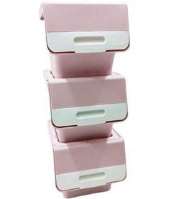 Resim Motek Patateslik Soğanlık Tekerlekli Organızer Eşya Ve Erzak Kutusu 3x33 Lt-mt05 Pembe+beyaz Pambe Pembe 