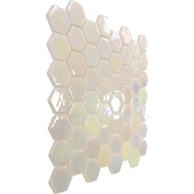 Resim MozaiKristaL Mutfak, Banyo, Havuz, Sauna, Spa ve Tüm Yüzeyler Için 38X5 mm Hegzagonal L. Beyaz Cam Mozaik ( 1 Kutu = 1 m2 Fiyatıdır ) 